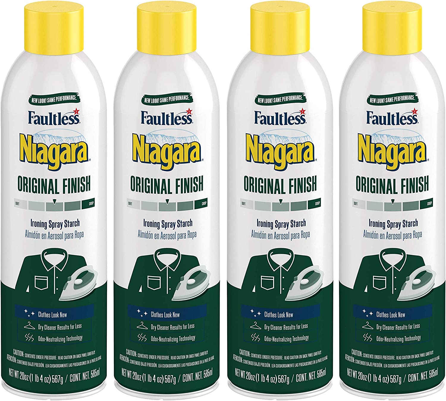 Niagara Spray Starch Crisp Finish, Sharp Look Without Excess Stiffness, 20  ounces (4 Pack)
